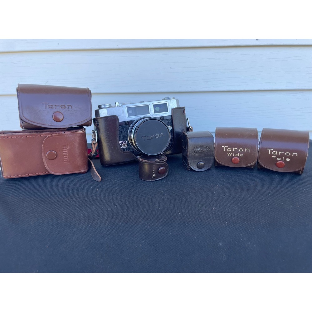Vintage Taron VL 35mm Rangefinder Camera Set Wide Tele Lenses Cases Untsted